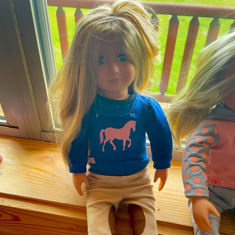 Lot of 2 Our Generation 18" Dolls with Clothes.